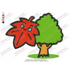 Big Tree with Leaf Embroidery Design